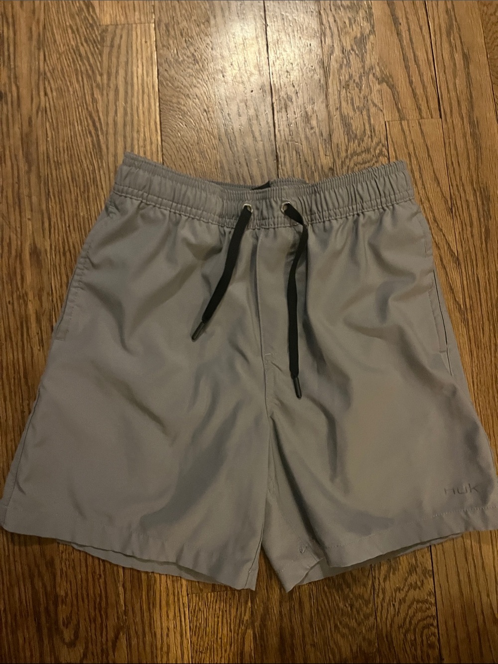 Huk Gray Men's Athletic Shorts with Black Drawstring